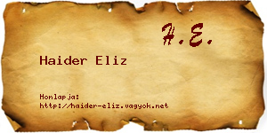 Haider Eliz névjegykártya